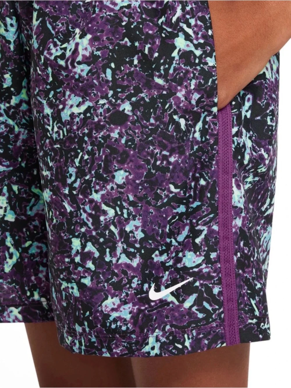 NWT Nike Youth Dri-FIT Multi Printed Shorts Viotech Purple Splatter L Unisex